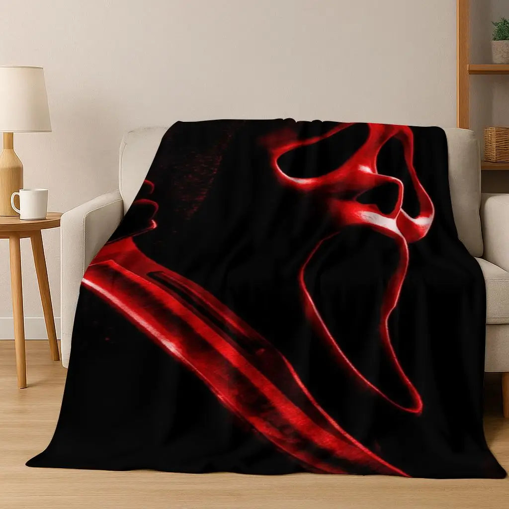 Ghost Face Horror Character Flannel Throw Blanket