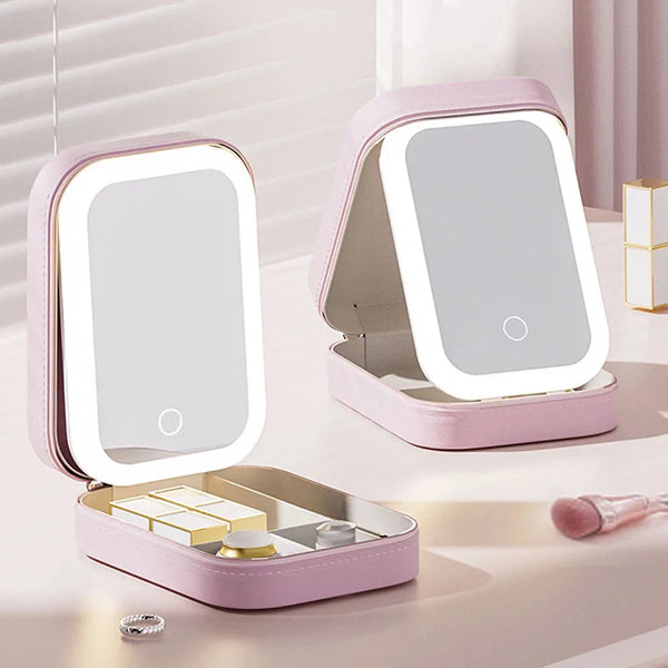Portable LED Makeup Bag with Mirror