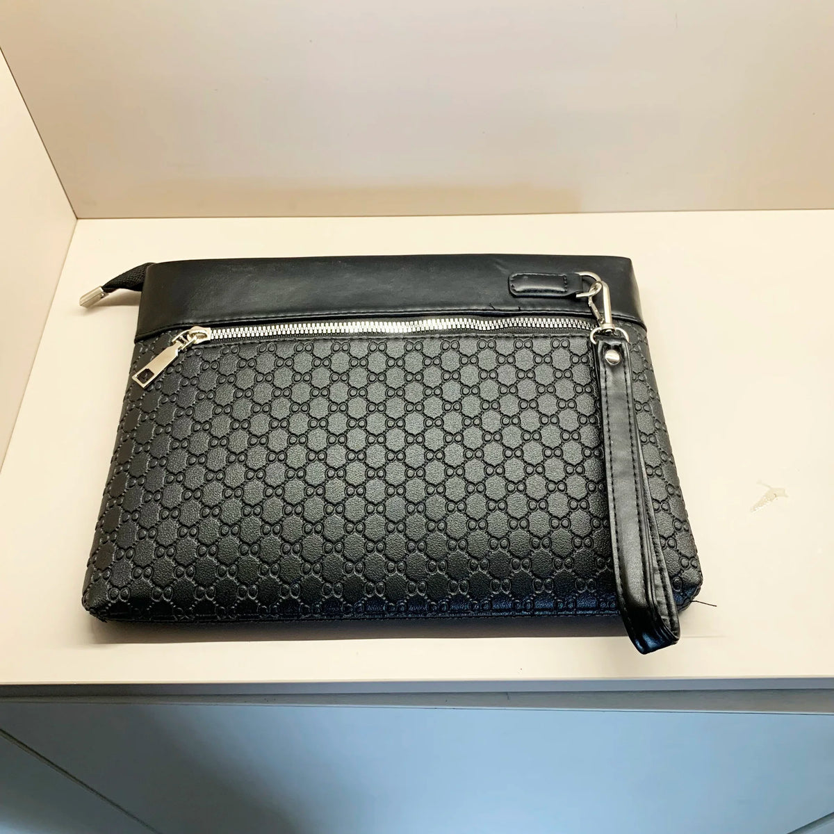 Men's PU Leather Clutch Bag with Cardholder and Zipper Pockets