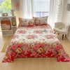 Red Floral Printed Flat Bed Sheet – Soft & Breathable