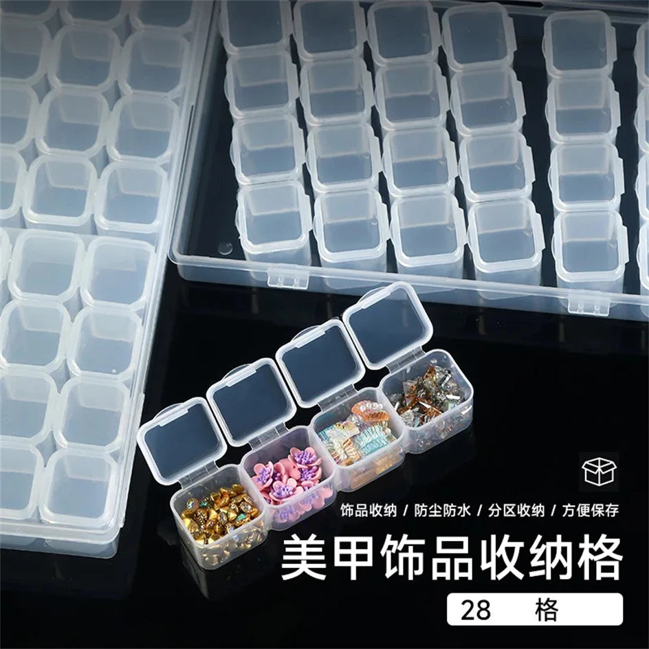 Clear 28-Slot Craft Organizer for Nail Art, Jewelry, and Small Supplies