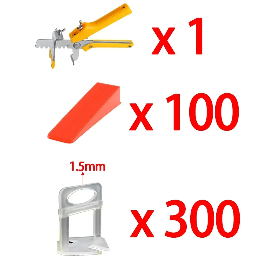 Tile Leveling System with Clips, Wedges & Pliers