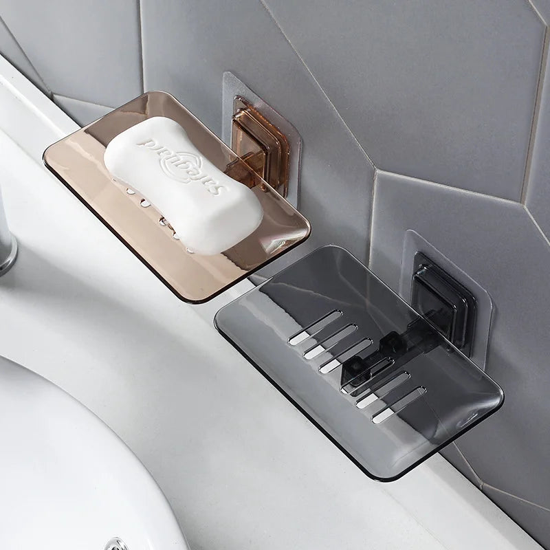No-Drill Adhesive Soap Holder with Drainage Tray
