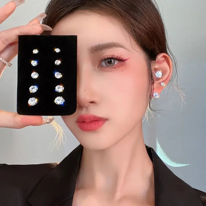 Strong Magnetic Non-Piercing Earrings with Cubic Zirconia