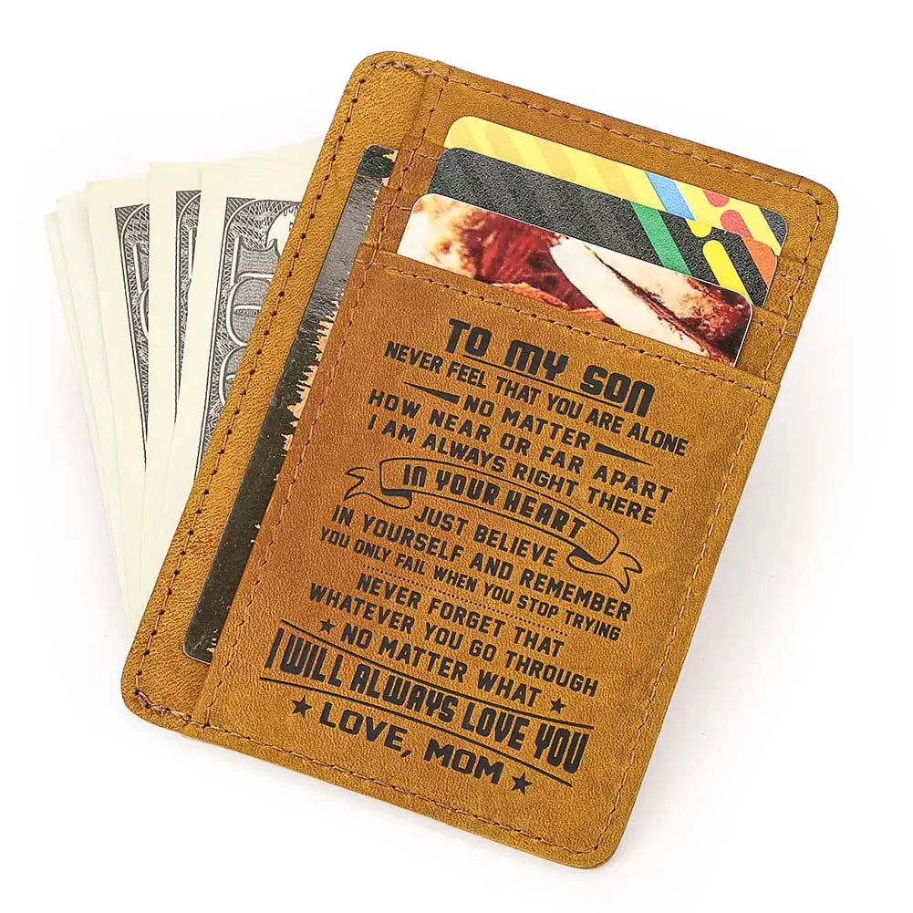 Genuine Leather Slim Card Wallet for Men – Personalized Gift from Dad