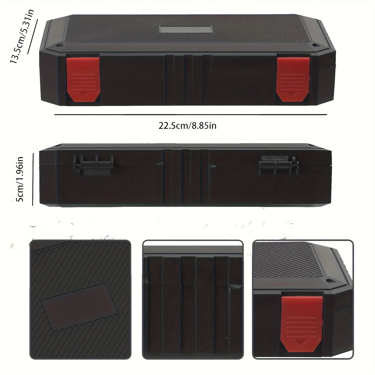 A heavy-duty ammo storage case in dark brown, shown from the top and side views.