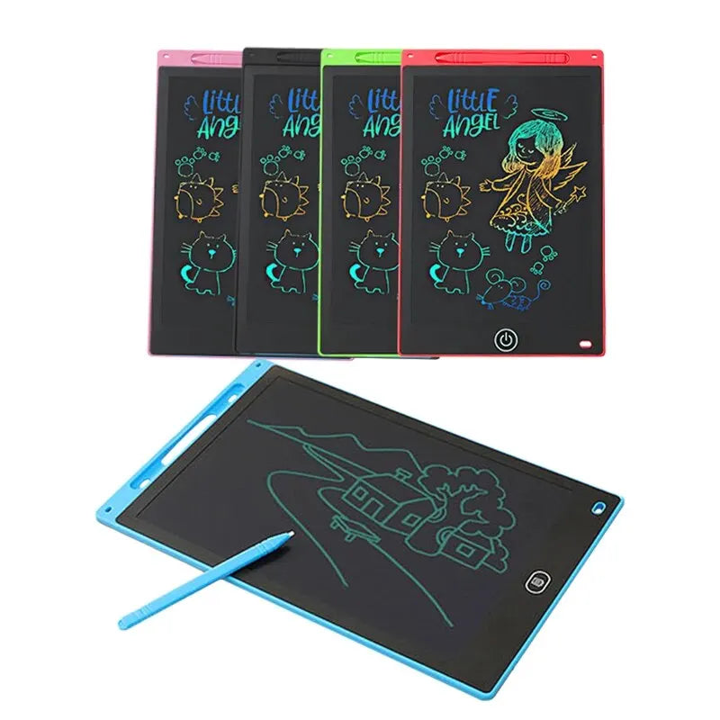 Ein Set aus fünf verstellbaren LCD-Zeichentabletts mit Katzen- und Engeldesigns.