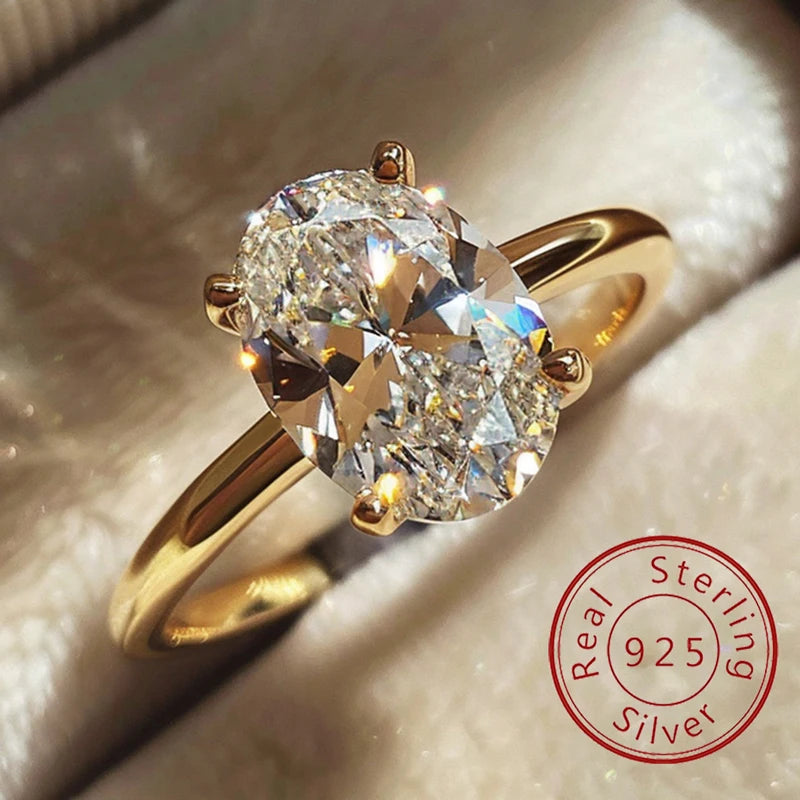 Oval Sterling Silber Verlobungsring