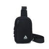 Black water-resistant nylon chest sling bag with a strap and zipper.