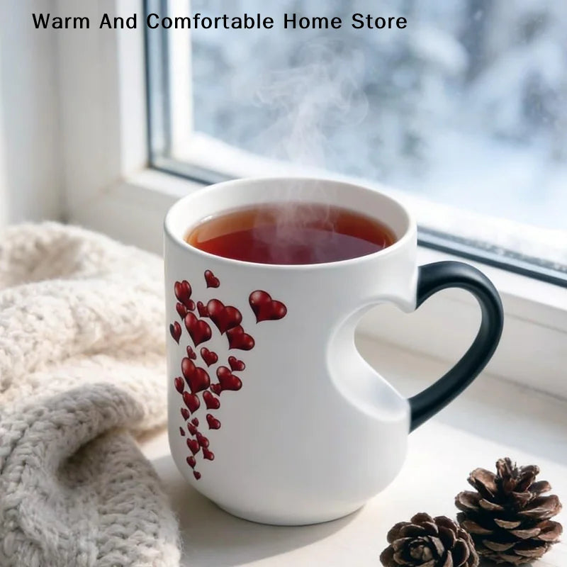 Heart-Shaped Color-Changing Ceramic Mug