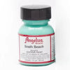 A bottle of Angelus Brand South Beach acrylic leather paint with a black cap.