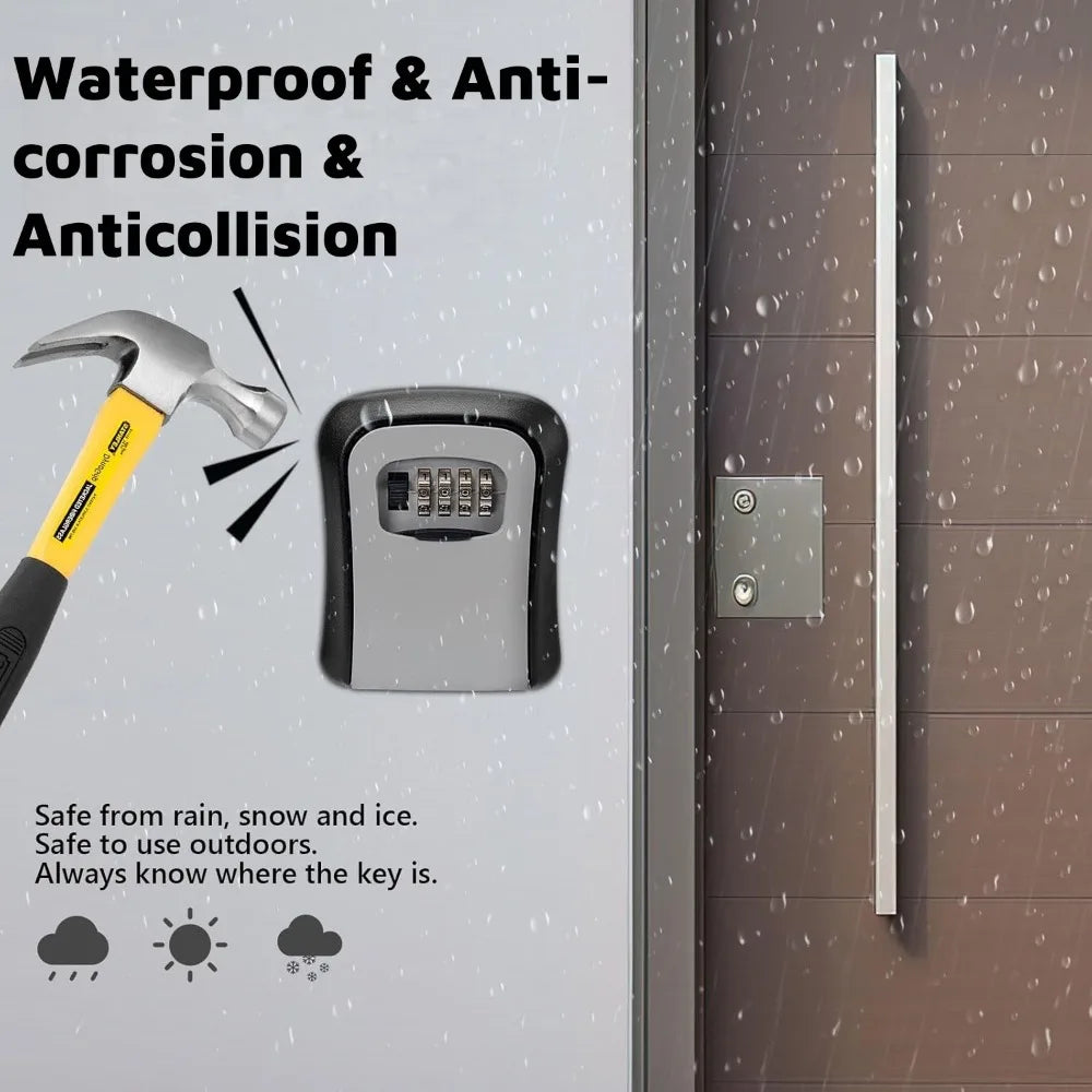 Wall-Mounted 4-Digit Combination Key Lock Box for Secure Key Storage