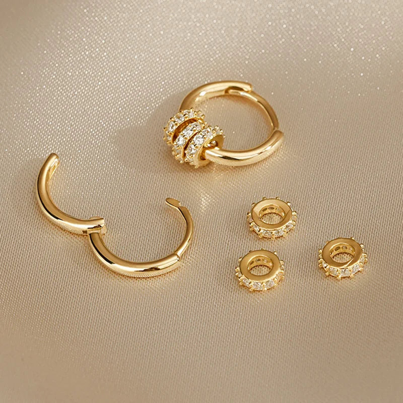 Dainty CZ Cluster Huggie Hoop Earrings