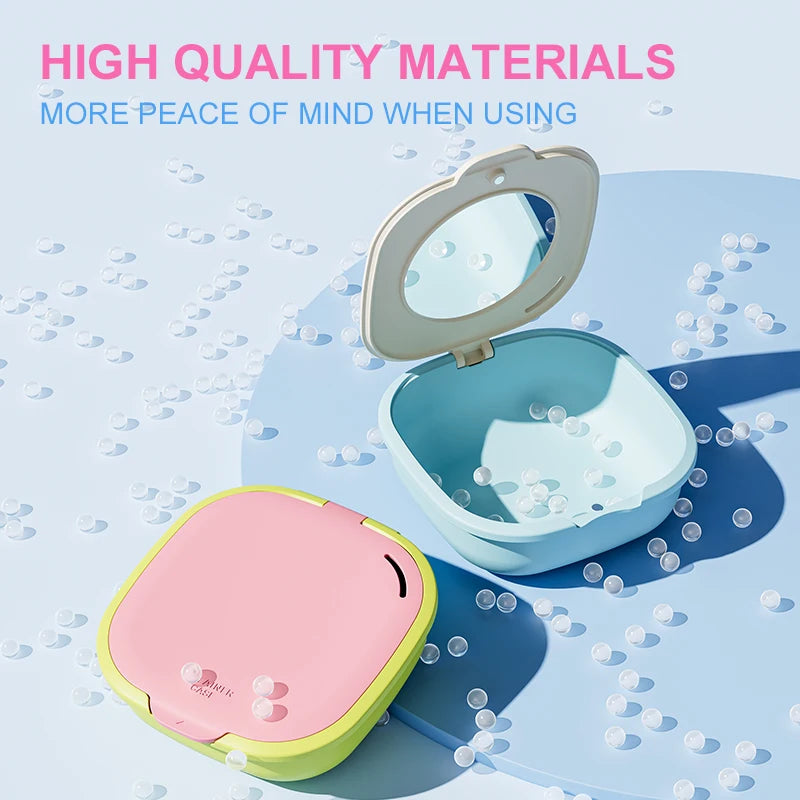 Colorful Denture & Retainer Case with Mirror and Drainage Basket