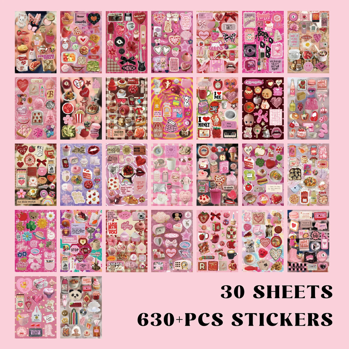 Sweetheart Sticker Book - 30 Sheets of American Style Vintage Stickers for DIY Projects