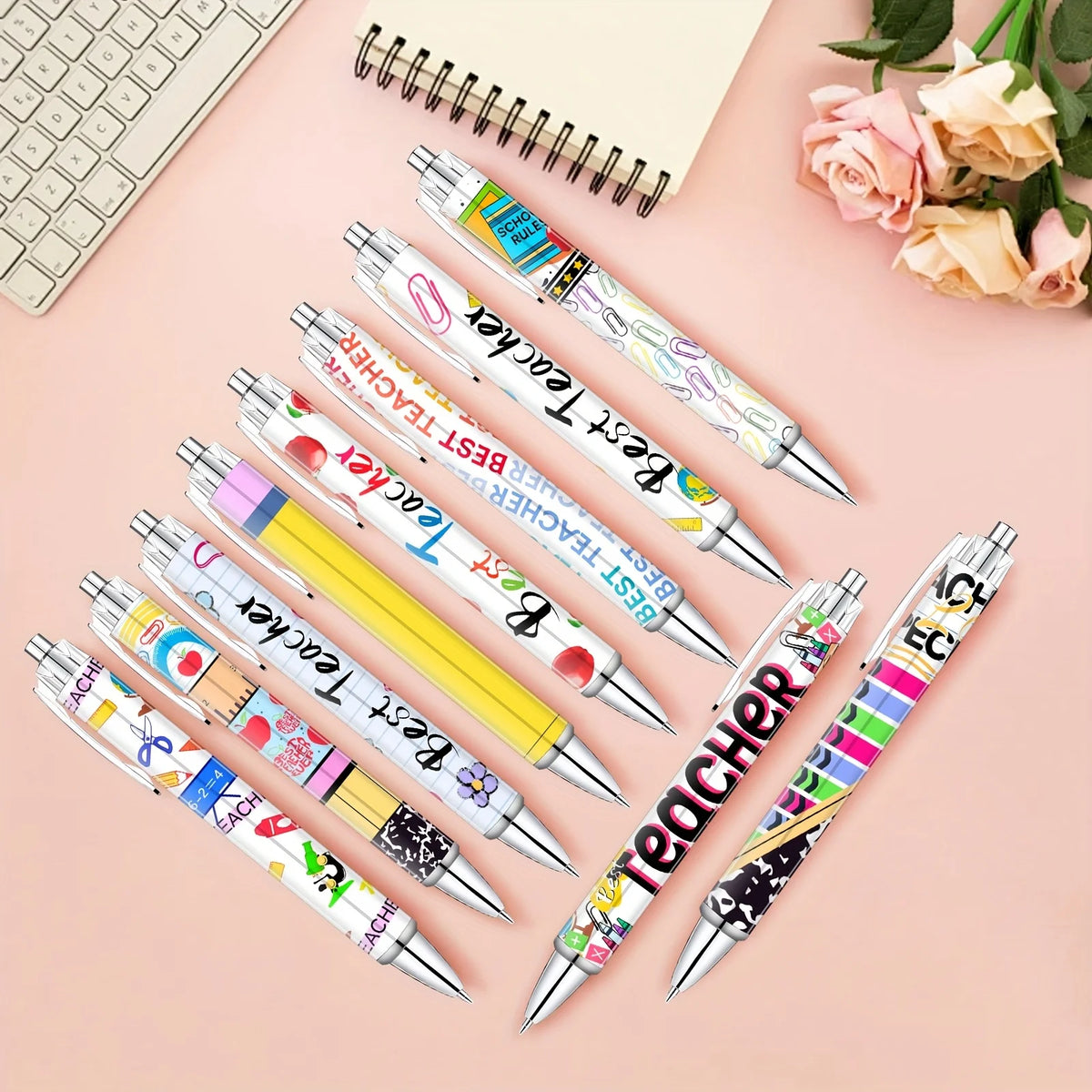 Teacher Appreciation Gift Set with Ballpoint Pens and Sticky Notes