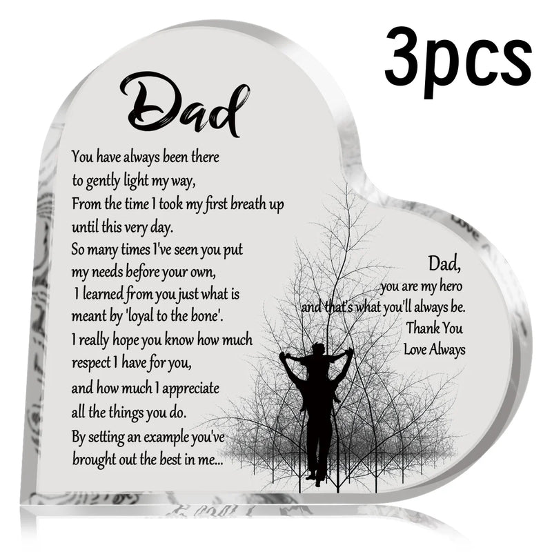 Placa de Acrílico con Forma de Corazón para Papá