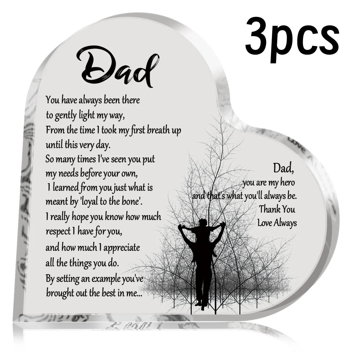 Heart-Shaped Acrylic Keepsake Plaque for Dad