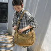Cotton Canvas Crossbody Bag with Large Capacity