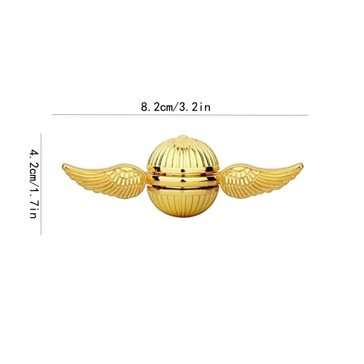 Golden metal angel wings fidget spinner with a spherical top