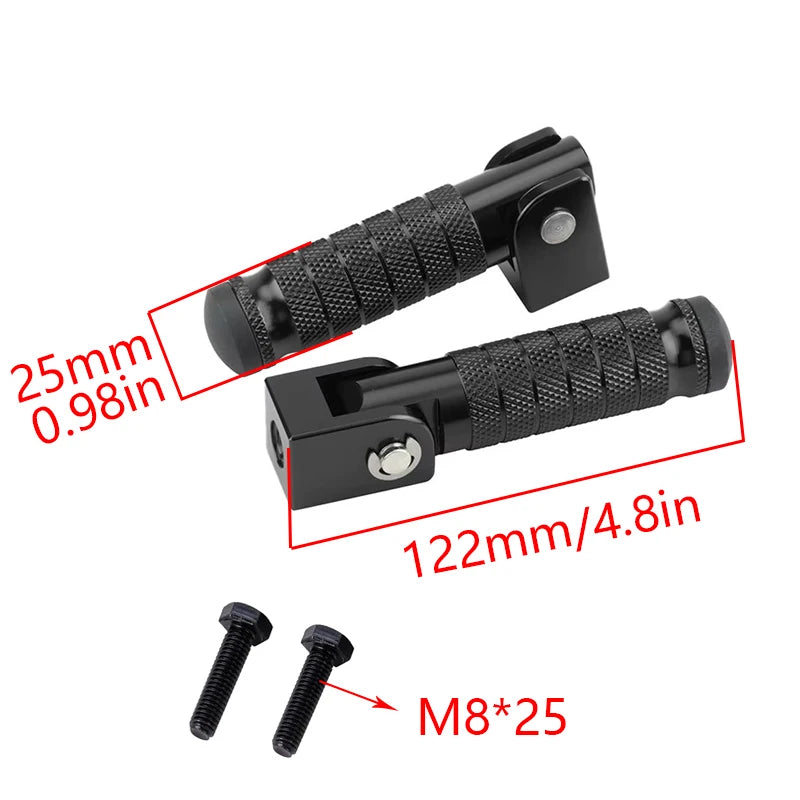 M8 Aluminum Alloy Foldable Motorcycle Rear Footrests (Pair)