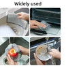 A set of silver mesh multipurpose non-stick kitchen cleaning cloths being used for various cleaning tasks.
