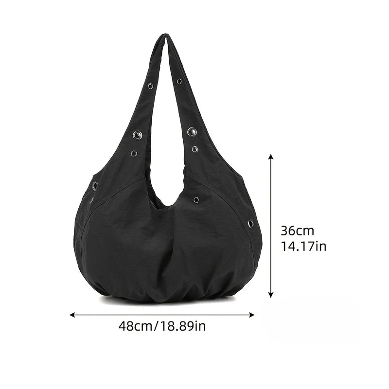 Nylon Tote Bag with Buckle Closure