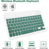 White wireless Bluetooth keyboard shown next to icons for Android and iOS compatibility.