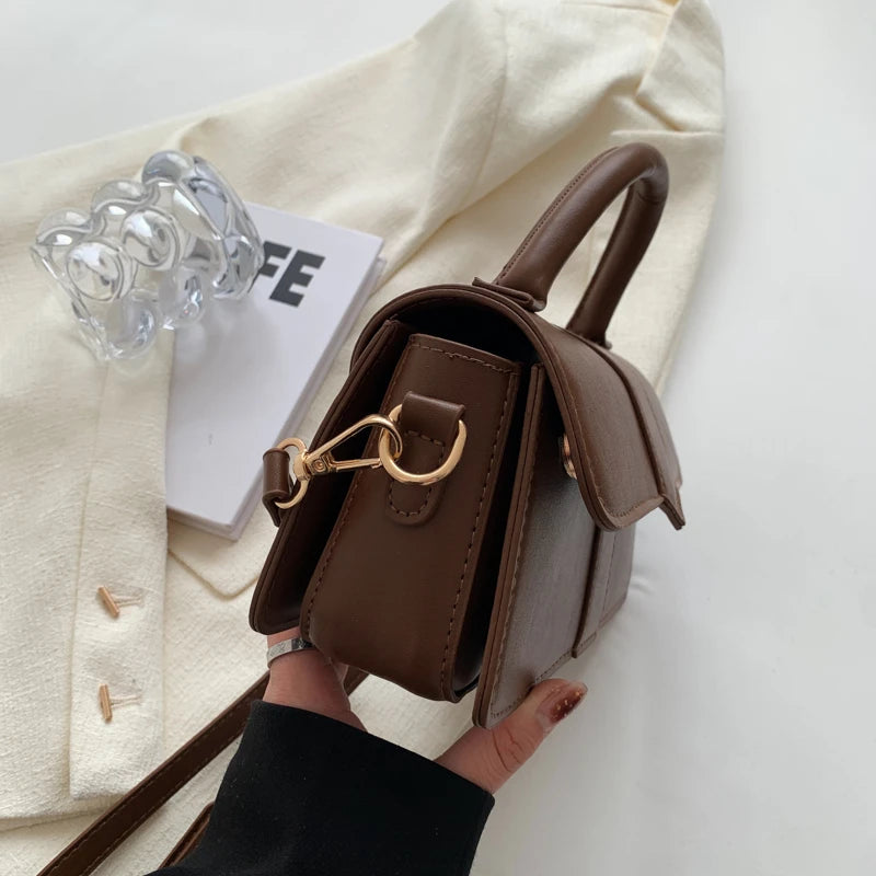 Vintage-Style PU Leather Crossbody Bag