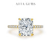 Radiant Cut Moissanite Engagement Ring with Hidden Halo