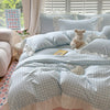 Pink Checkered Lace Duvet Cover Set (3 Pieces)