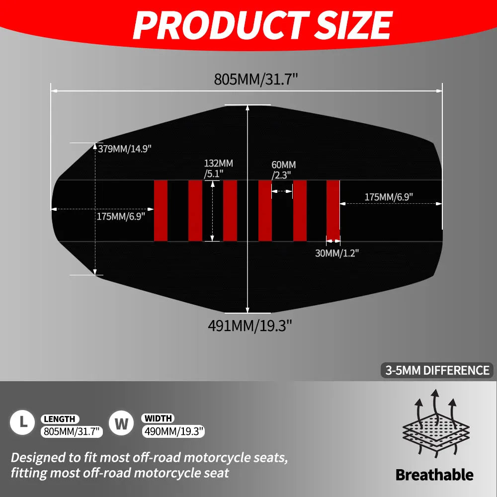 Universal Ribbed Gripper Seat Cover for Dirt & Pit Bikes