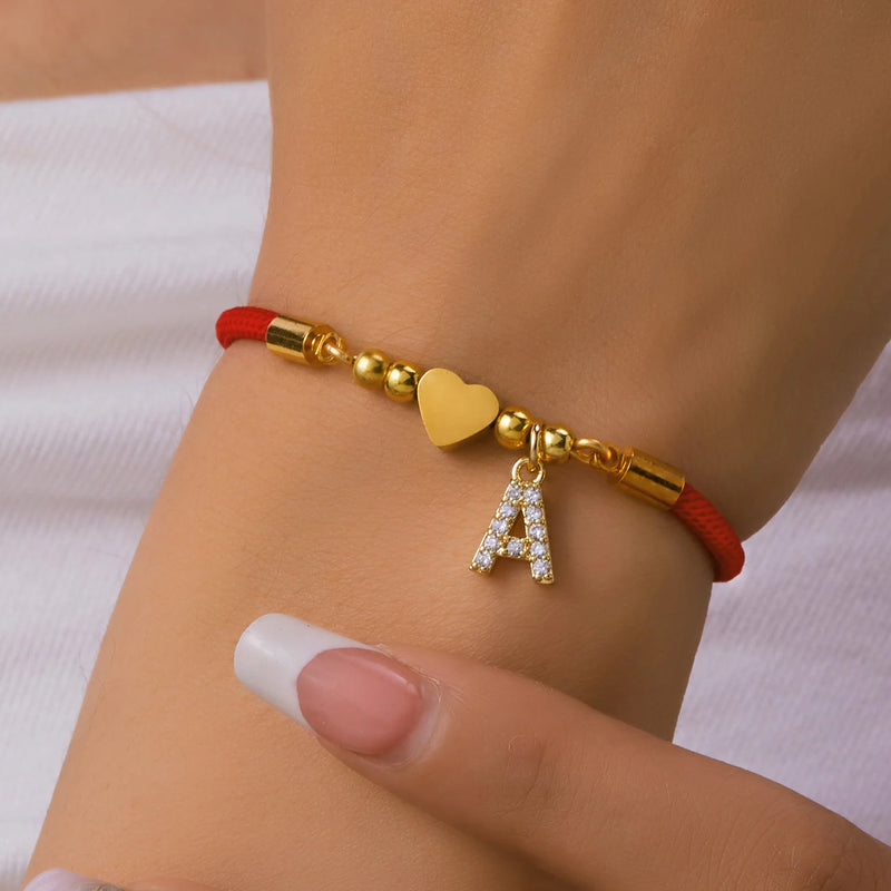Gold Stainless Steel Initial Letter Bracelet