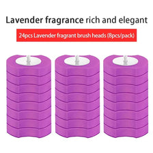 Purple disposable toilet brush heads in a pack of eight for lavender fragrance