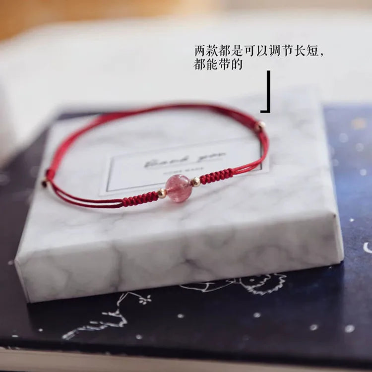 Handwoven Crystal Anklet with Natural Stone Charms