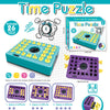 A set of Time Puzzle matching game boards in various colors and difficulties for kids.