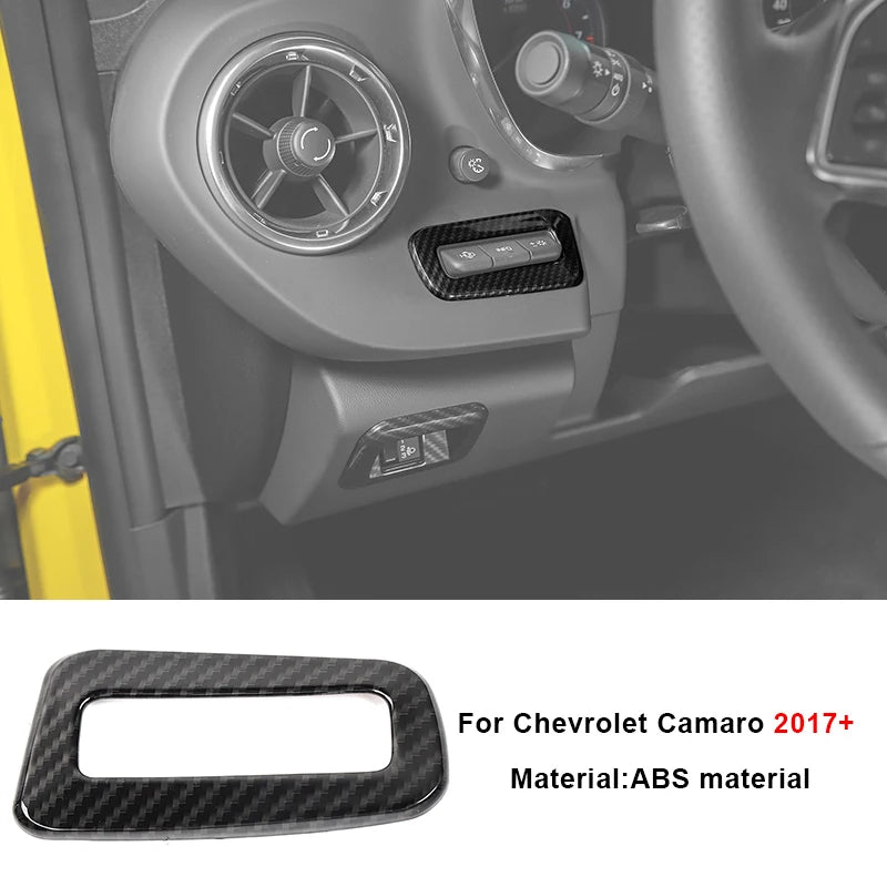 Carbon fiber interior trim kit for Chevrolet Camaro 2017+ featuring an ABS material component.