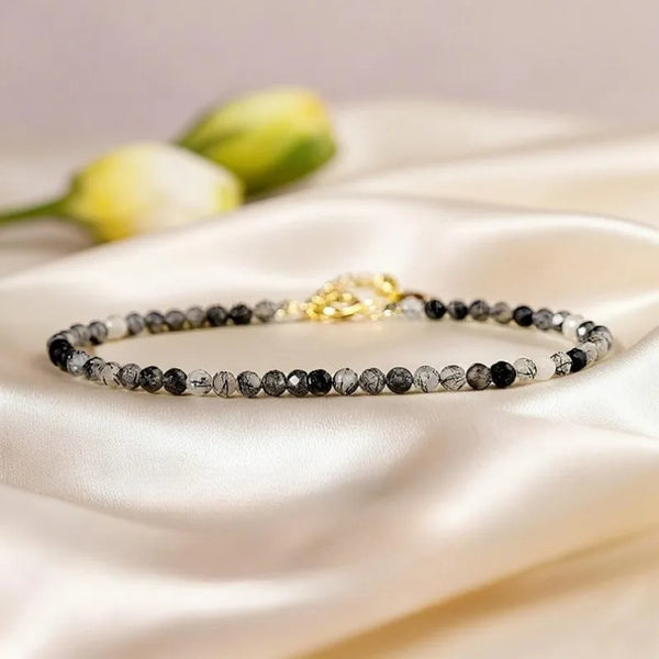 Schwarzer Turmalin & Rutilquarz Armband