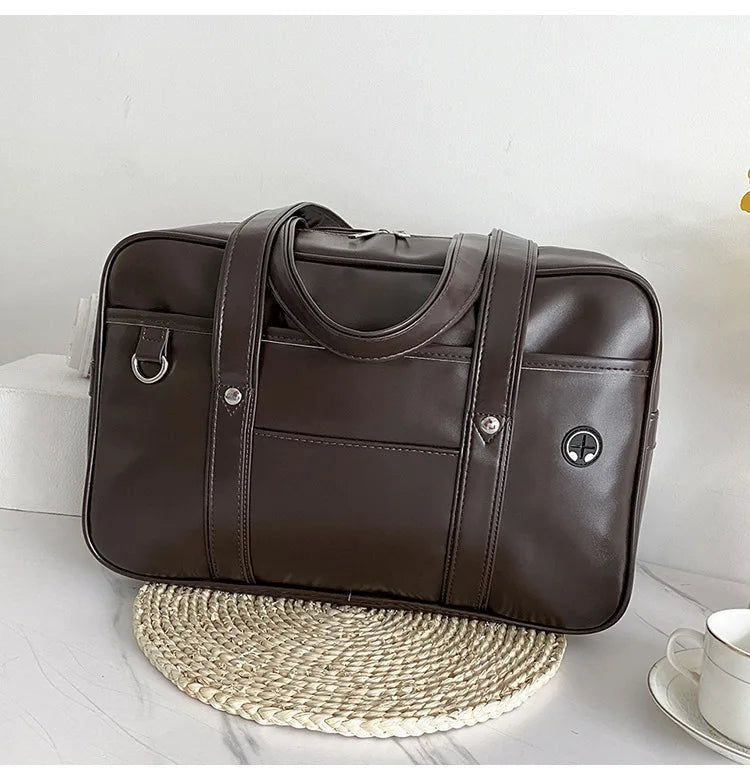 Japanese Preppy PU Leather Shoulder Bag