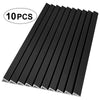 Ten pieces of black self-adhesive metal L-shaped corner protector strips arranged in a row.