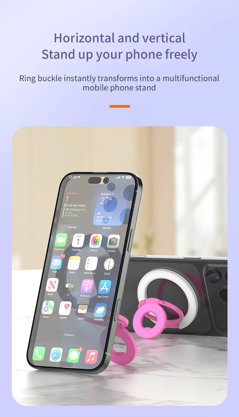 Double-Sided Magnetic Phone Ring Holder with Kickstand