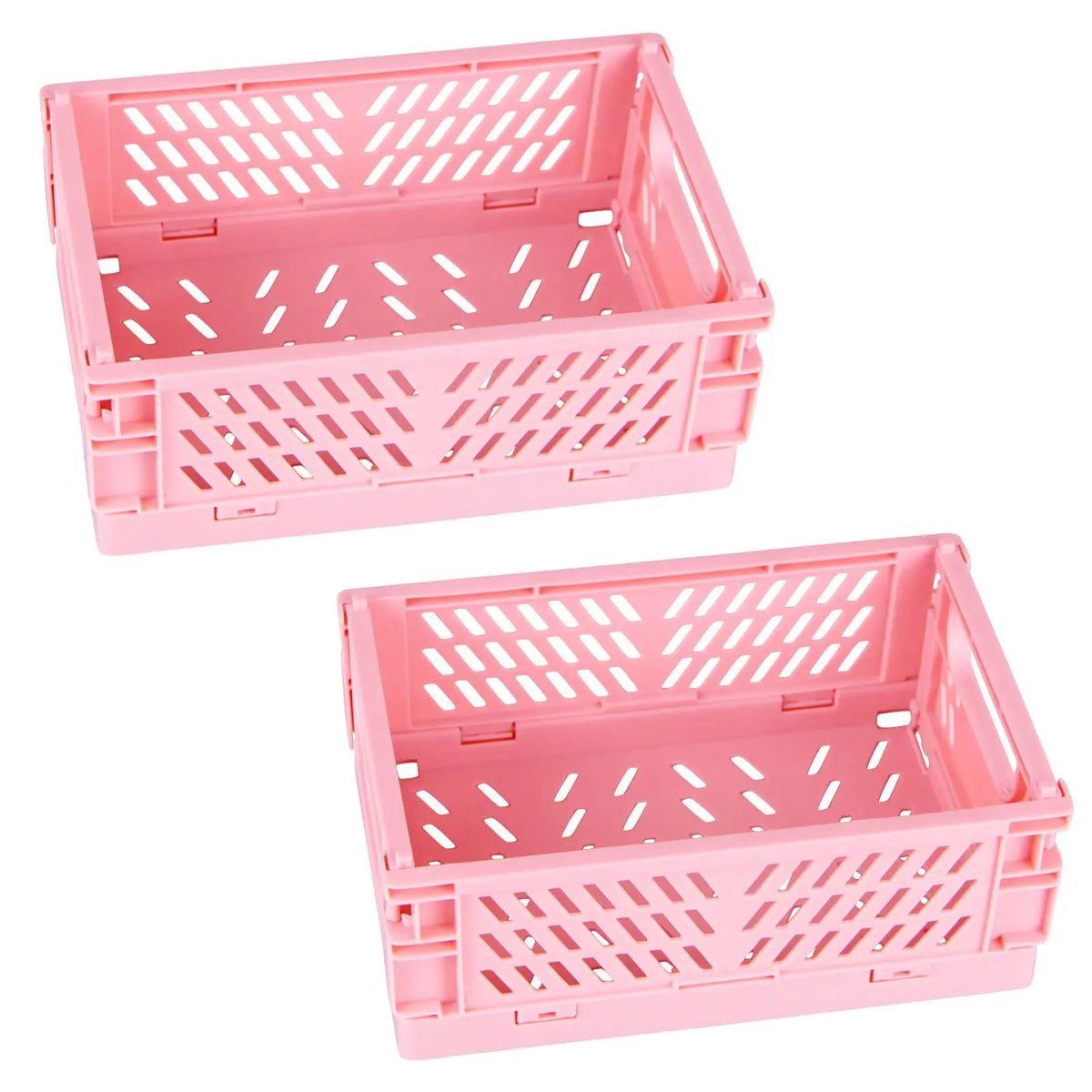 Collapsible Plastic Storage Baskets, Set of 2