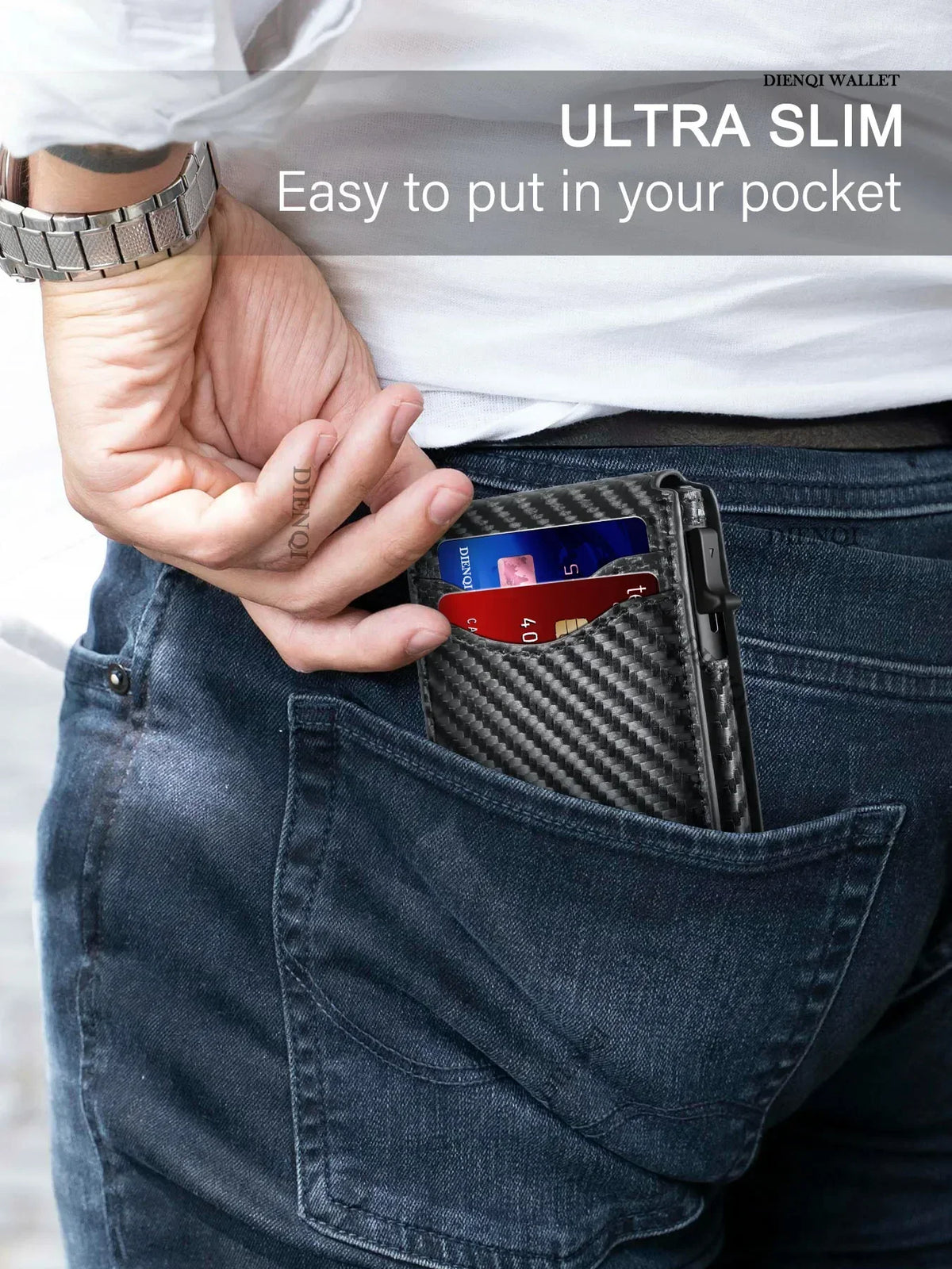 Slim RFID-Blocking Carbon Fiber Card Holder Wallet