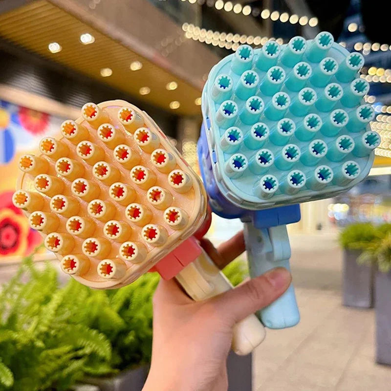 Rocket Bubble Gun with Lights - 32 Holes Automatic Blower for Kids