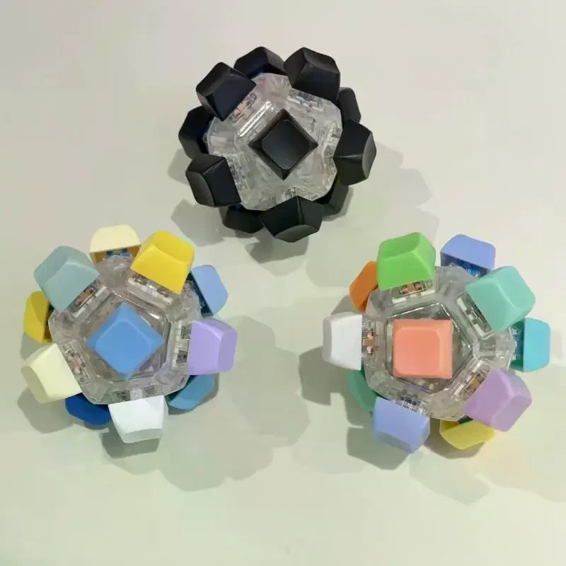 LED Fidget Keychain with 12 Click Buttons