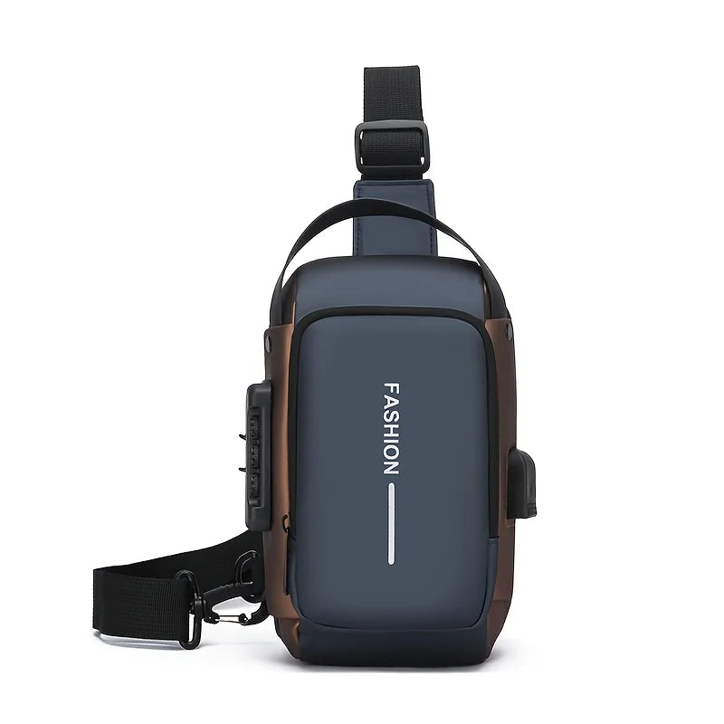 Oxford Sling Bag for Men with Zippered Phone Pocket