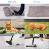 Before and after comparison showing reusable non-slip rug grippers for hardwood floors and tiles.