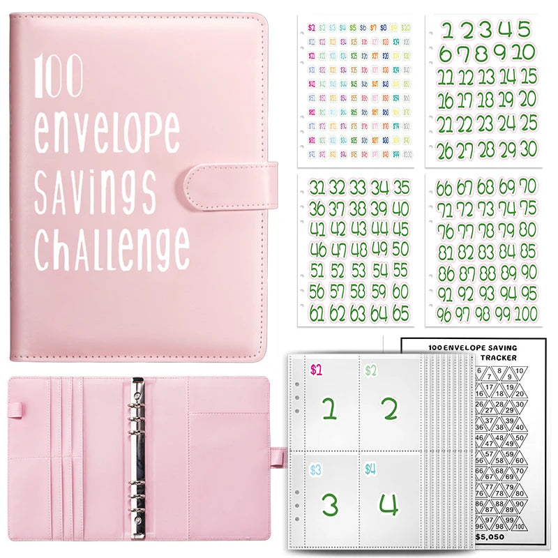 A5 Cash Savings Challenge Binder with 100 Envelopes