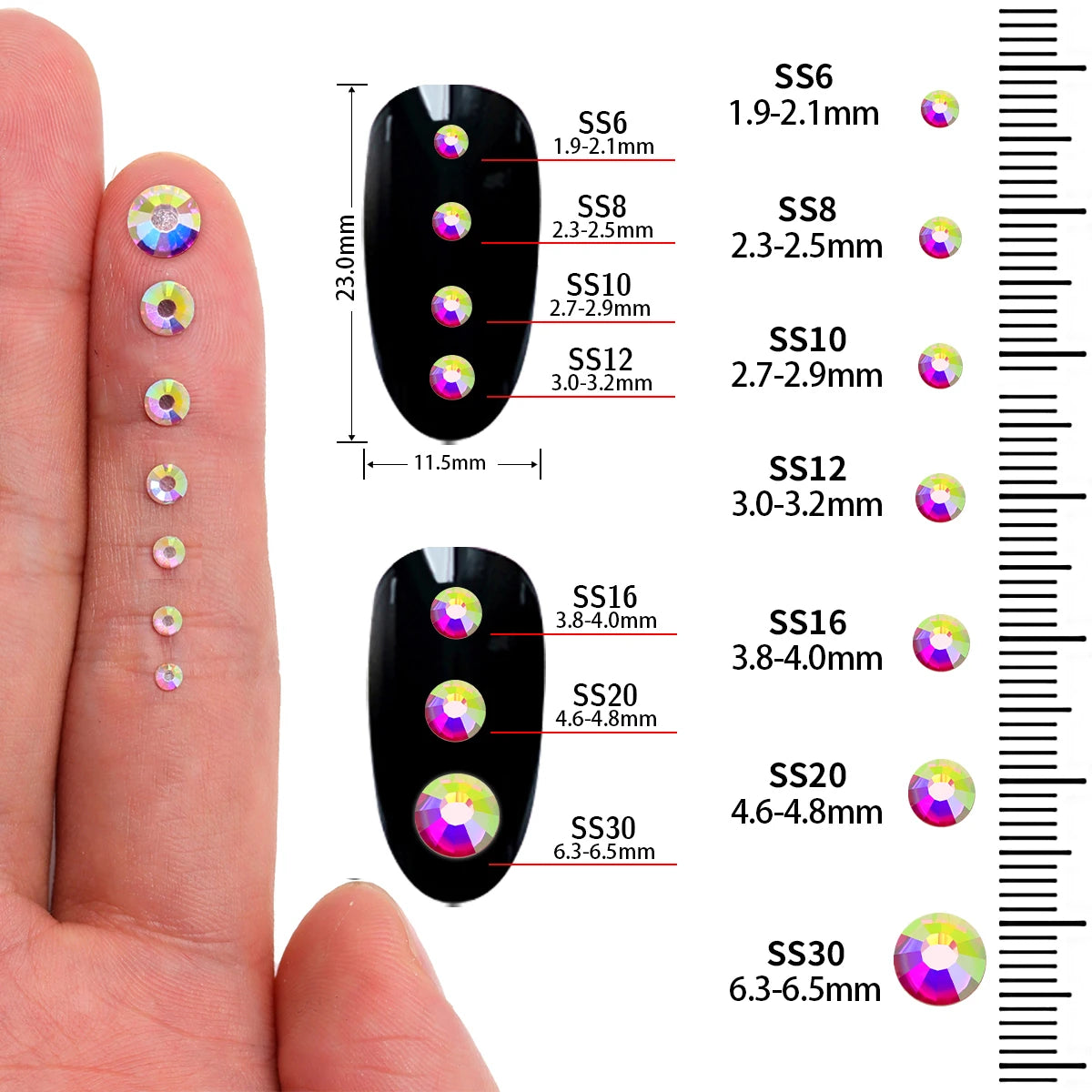 Red Glass Flatback Rhinestones - Multi-Color Glitter Round Crystals for DIY Crafts