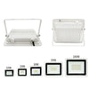 A set of IP68 waterproof LED flood lights showing various wattage options from 10W to 100W.